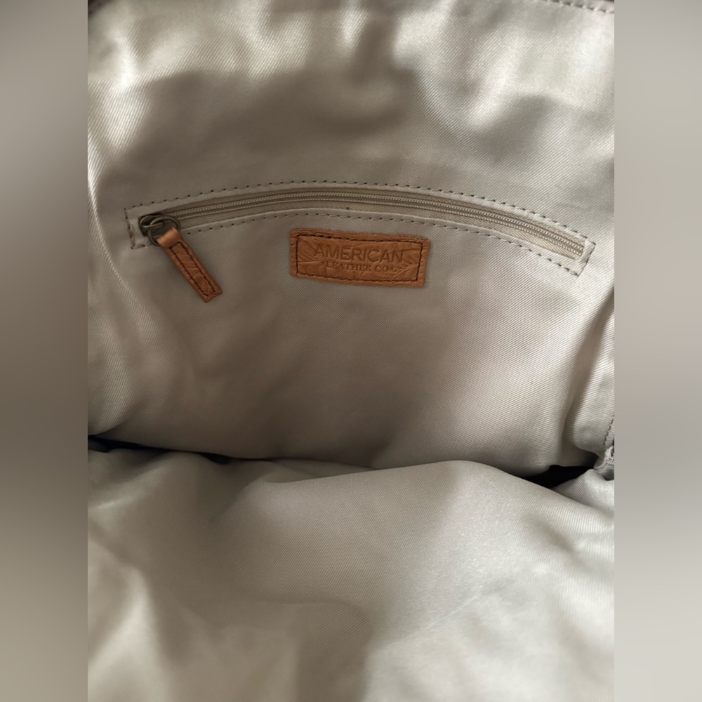 American Leather Co embossed leather backpack - Picture 7 of 11